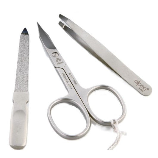 Alpen - Set da 3 pezzi forbicina, lima e pinzetta