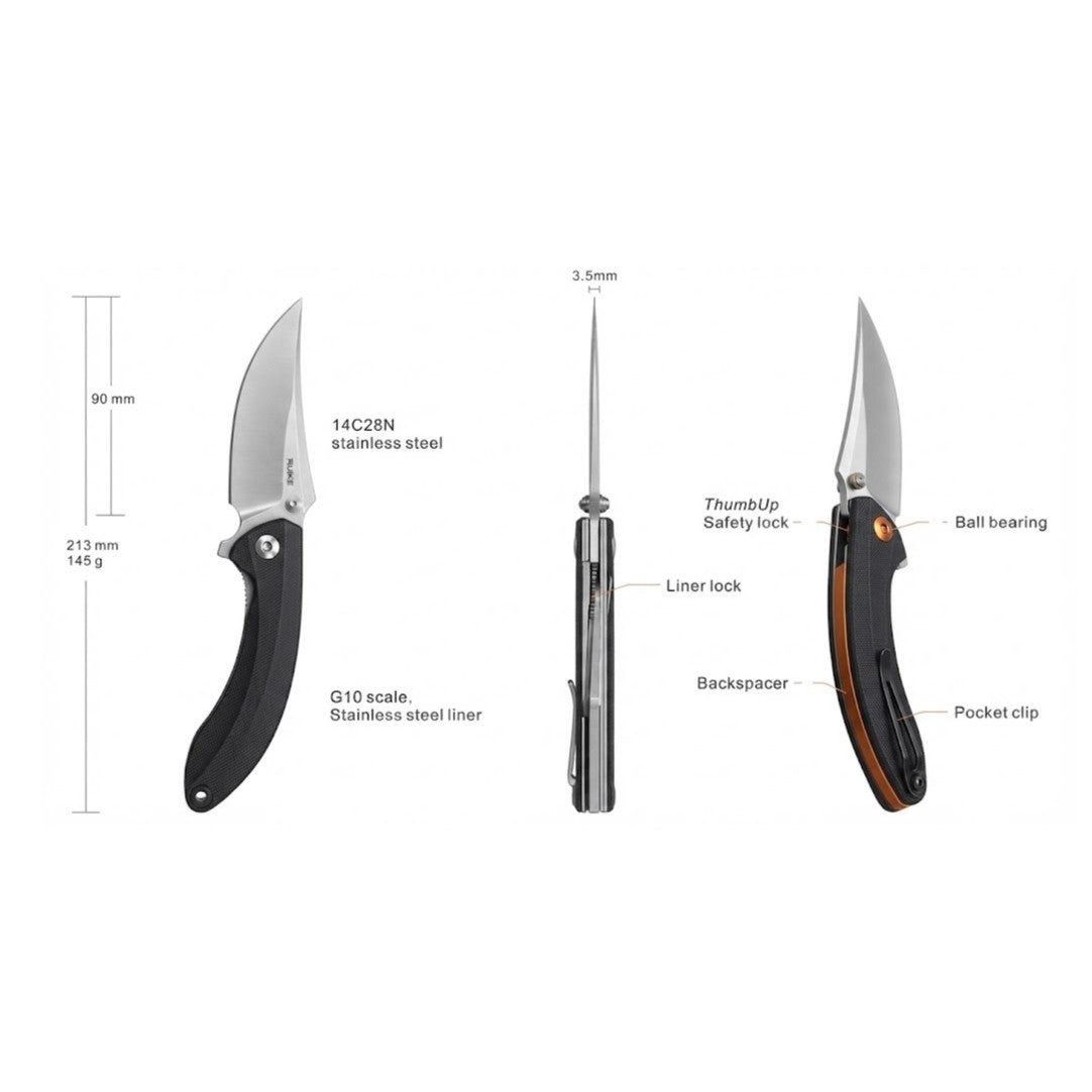 Ruike - Coltello da tasca P155-B - Sandvick